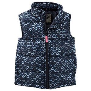 NWT Oshkosh B'gosh Girls Puffer Vest Zip-Front Heart Print Winter Vest 6…